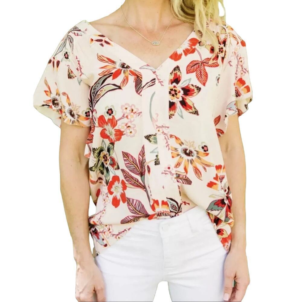Sanctuary Women’s Countryside Shell Blouse in Floral Peach Size 3X